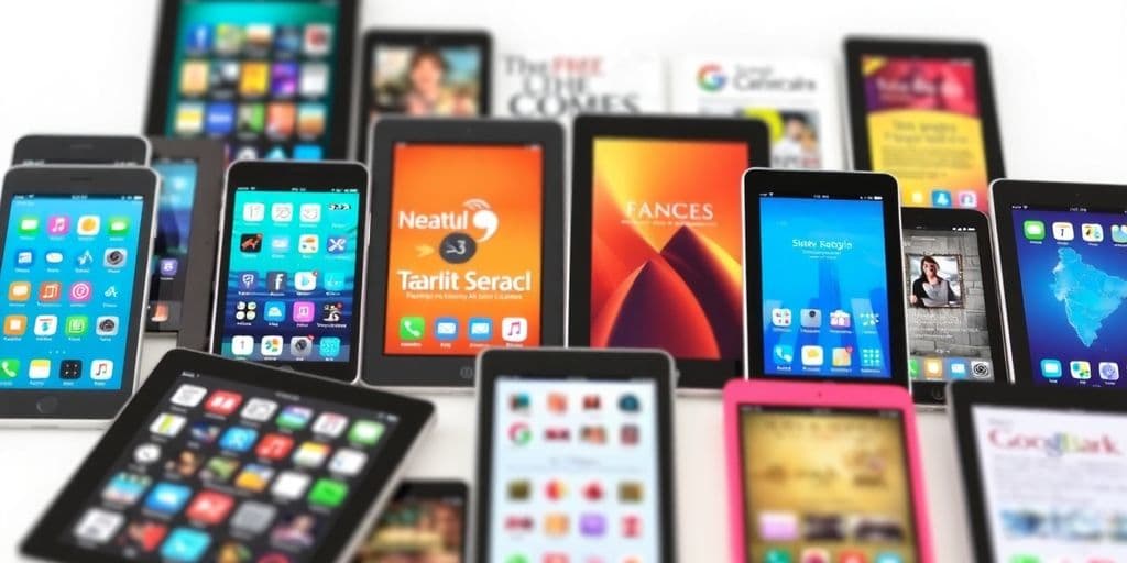 Colagem de apps de leitura de ebooks em dispositivos.